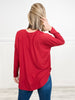 Long Sleeve Ribbed Top with Rounded Hemline