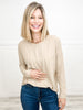 Long Sleeve Ribbed Top with Rounded Hemline