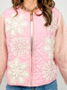 Quilted Zip-Up Jacket with Crochet Appliques