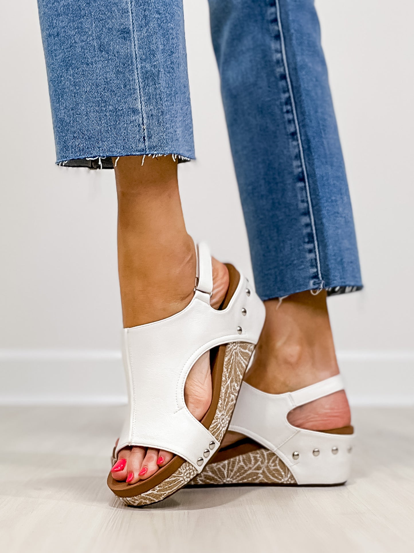 Corkys Volta II Wedge Sandals in White Combo