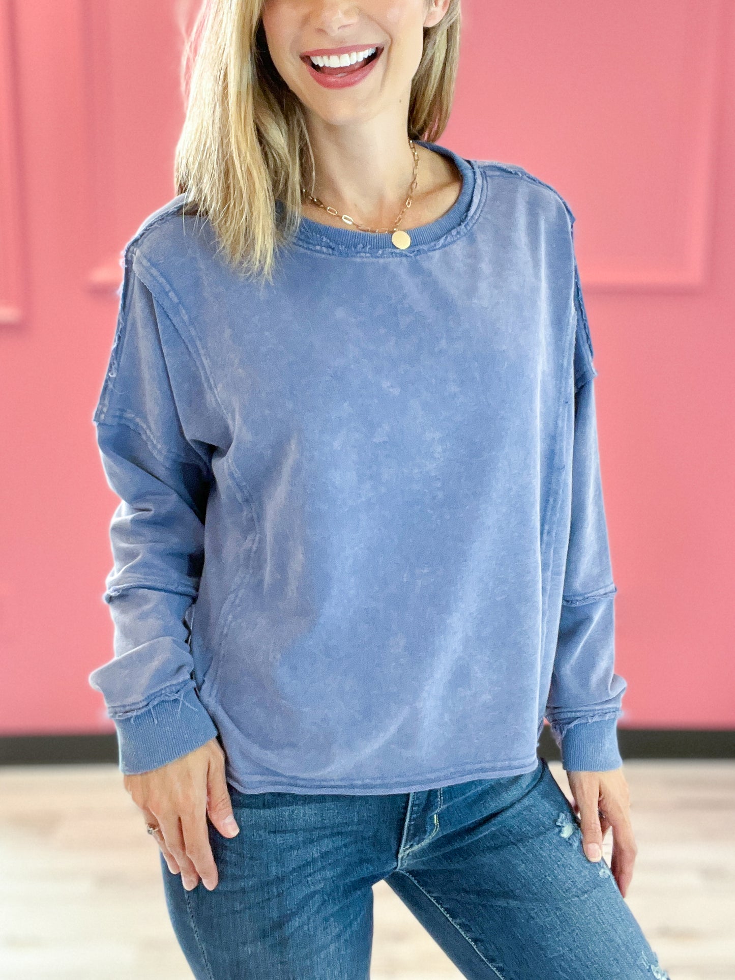 Under The Boardwalk Long Sleeve Round Neck Top