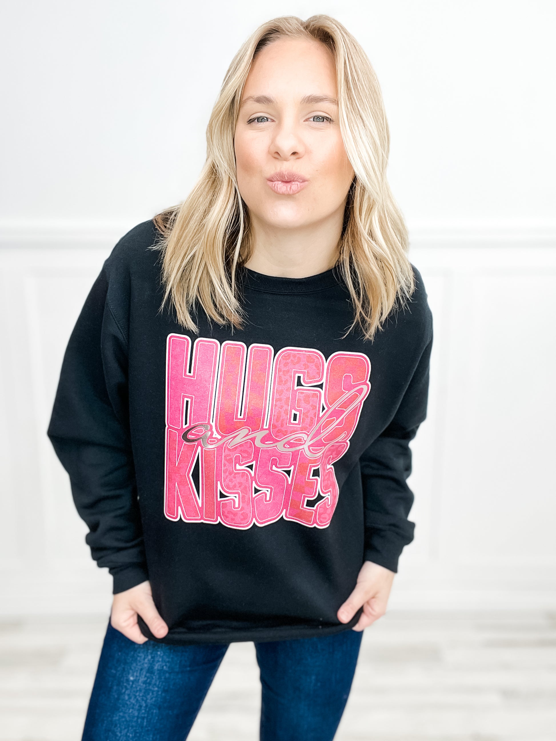Hugs and Kisses Rose Gold Foil Sweatshirt Top