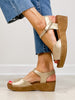 Corkys Meet Ya There Wedges in Gold Wash Metallic