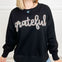 Grateful' Pom-Pom Thread Embroidery Oversized Sweatshirt