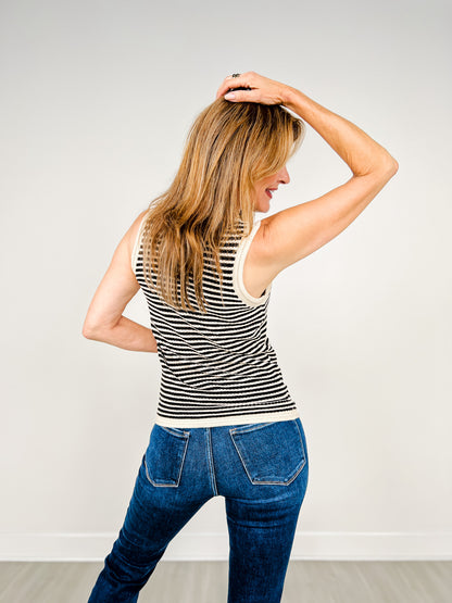 Scoop Neck Sleeveless Striped Knit Top