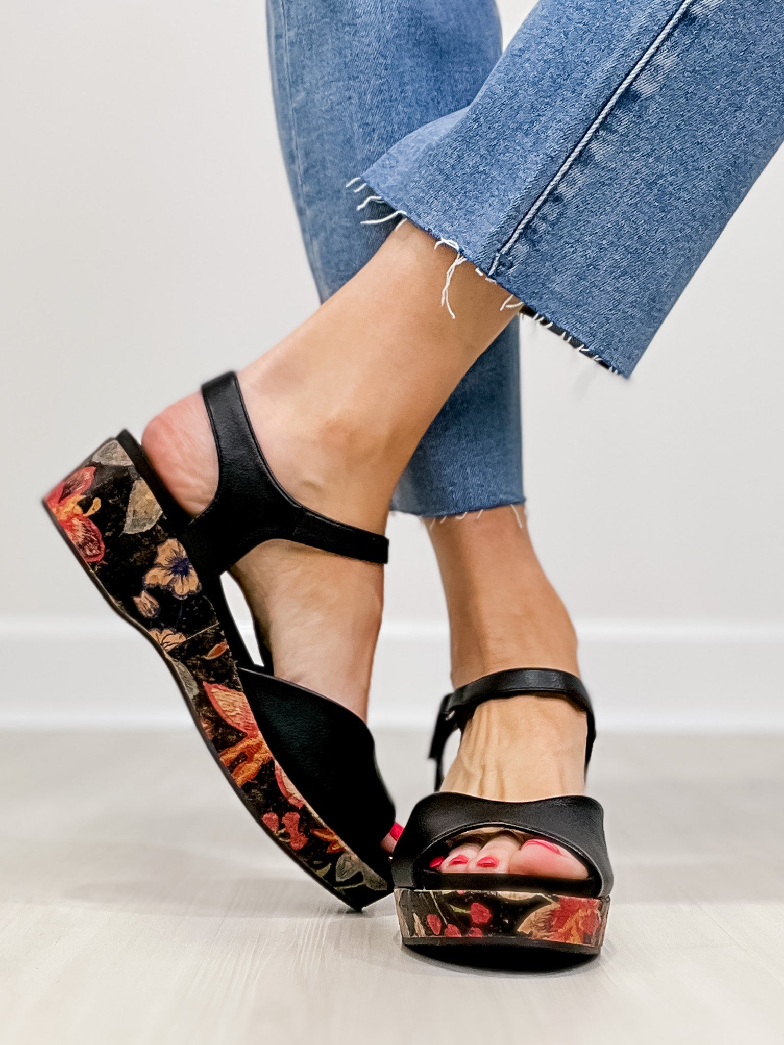 Corkys Volta II Wedge Sandals in Black Metallic main image 1