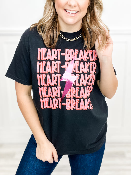 Heartbreaker Pink Foiled Graphic Top