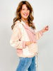 Fabric Mix Button Front Hooded Jacket