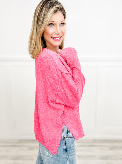 Need Sweater Weather Long Sleeve Sweater with Side Slits and Front Pocket