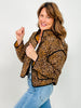 Quilted Leopard Button Down Puffer Jacket