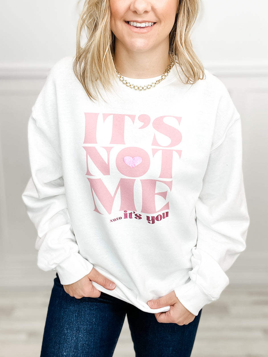 It's Not Me It's You Pink Foiled Graphic Top