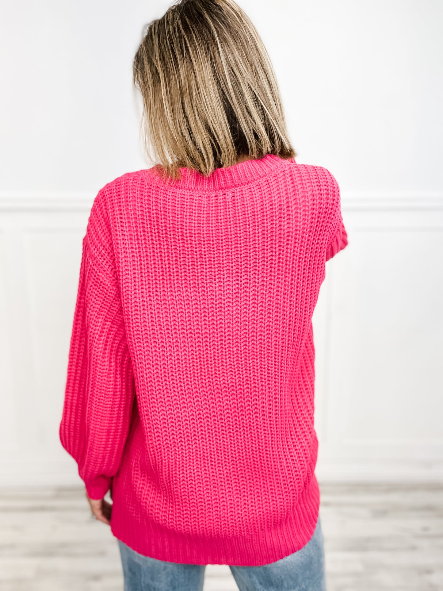 Wishing For Cooler Days Knit Sweater with V-Neckline