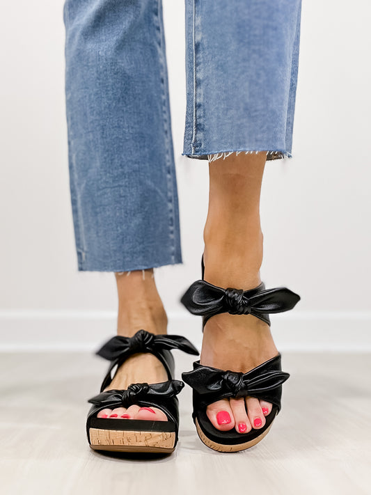 Corkys Sitting Pretty Double Strap Wedges in Black