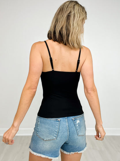 Solid Built In Padding Brami Tank with Adjustable Straps