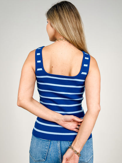 Scoop Neck Sleeveless Striped Knit Top