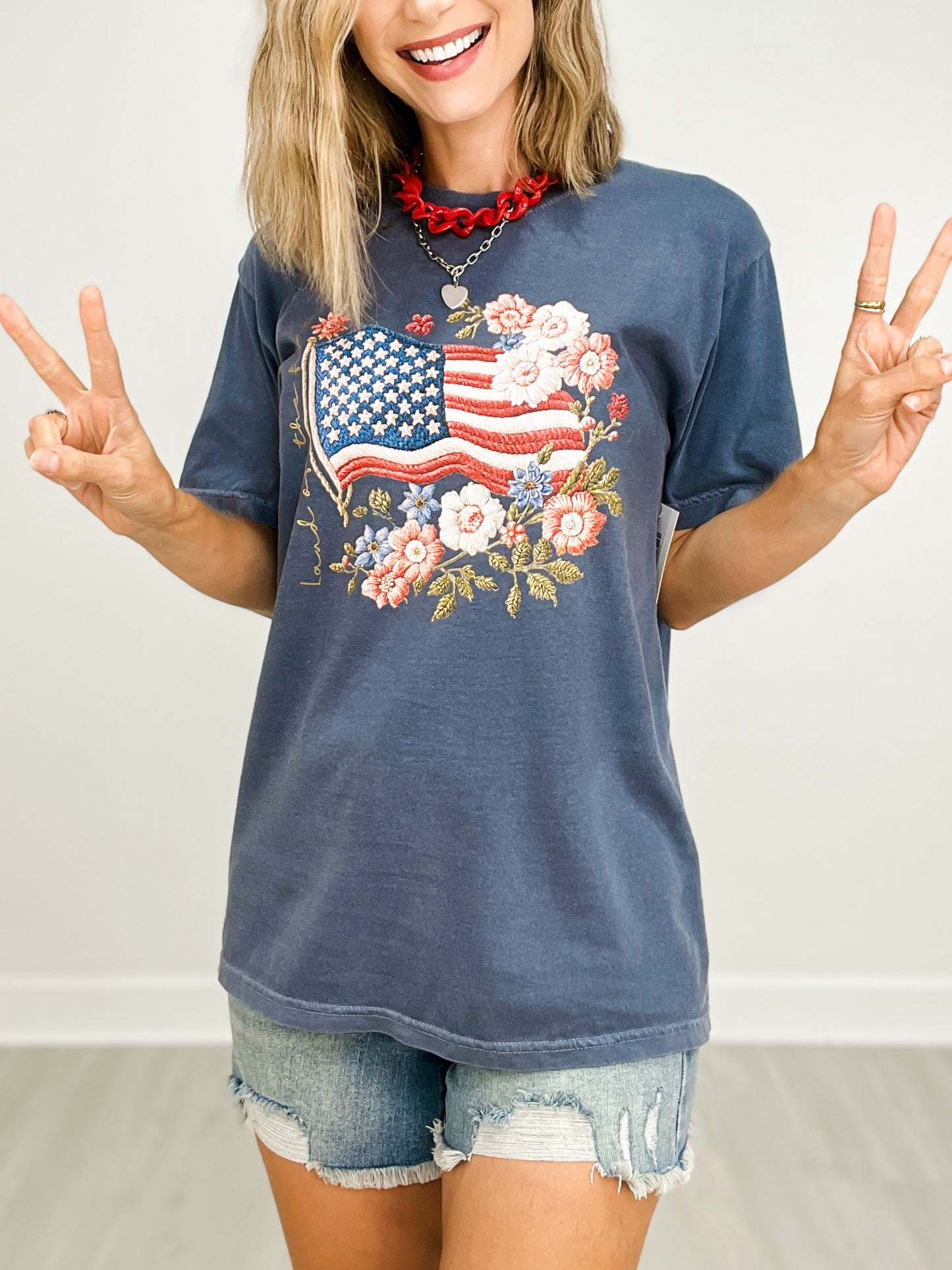 Land of The Free Gold Foil Graphic Tee