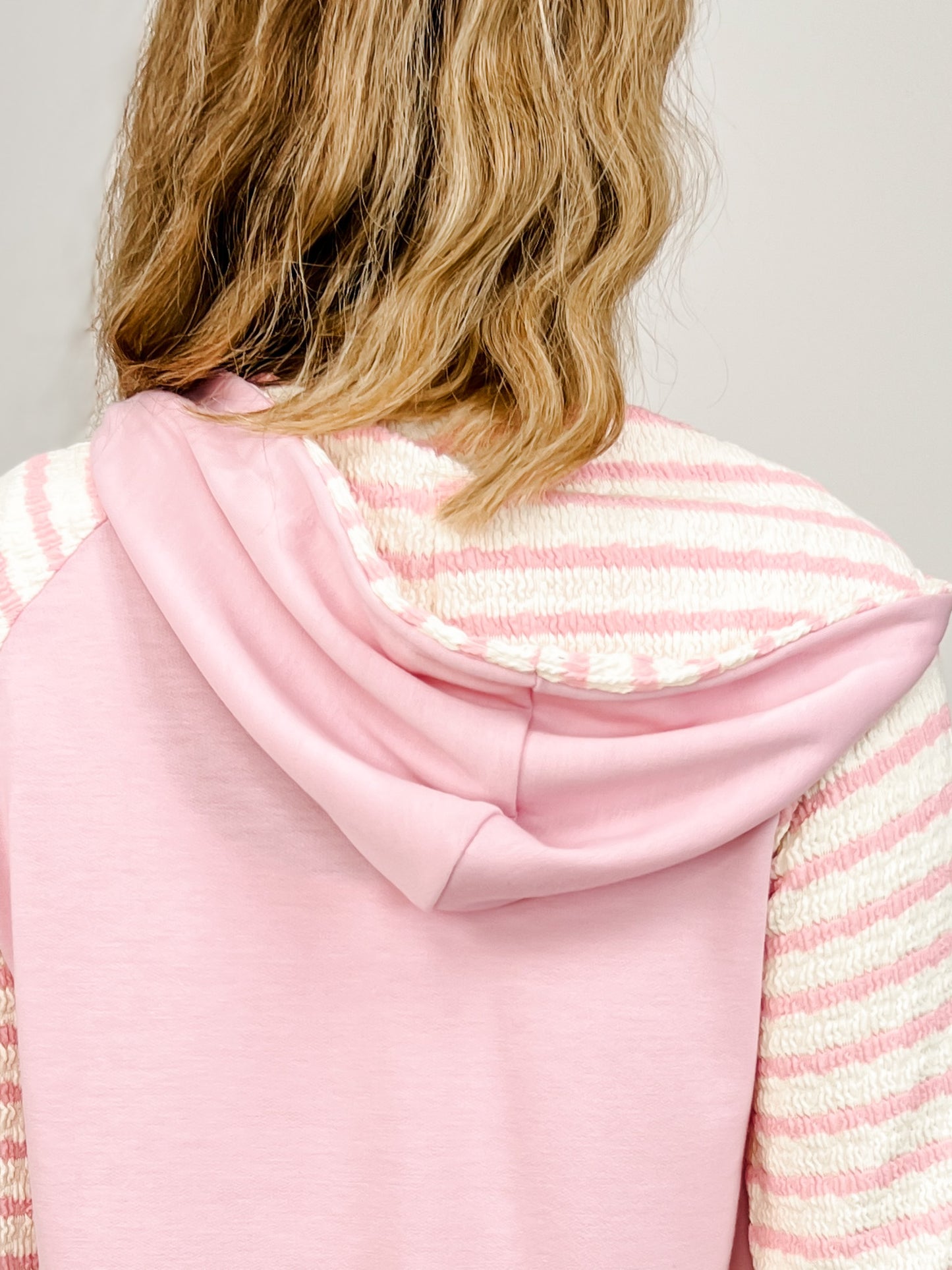 Stripe Contrast Button Front Hoodie