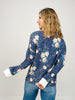 Ribbed Floral Print Pullover Top