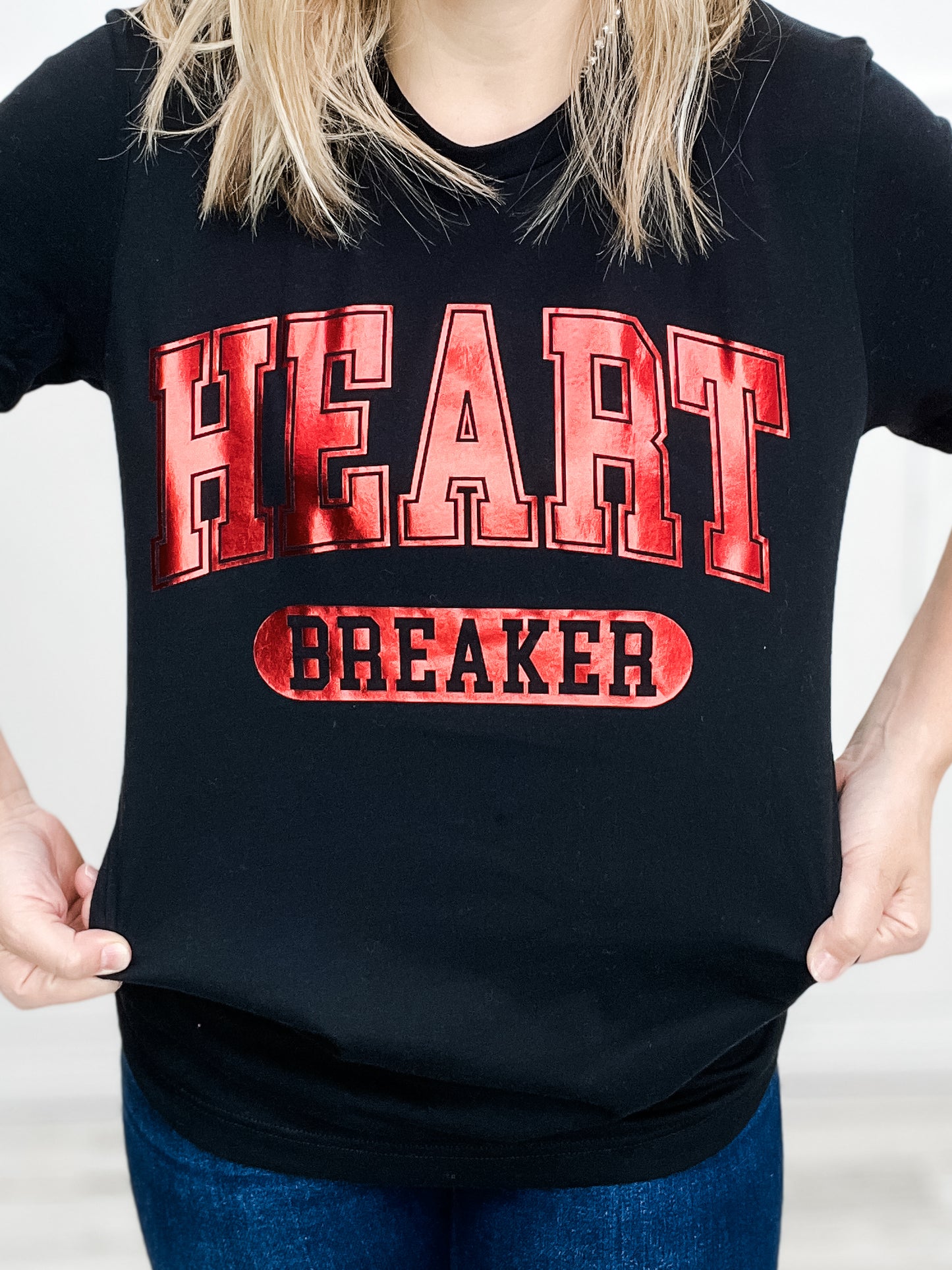 Heart Breaker Red Foiled Graphic Top