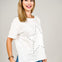 Star Patch with Metallic Detail Short Sleeve Solid Knit Top