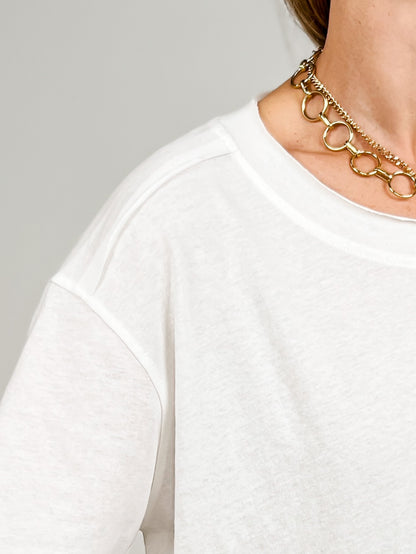 Star Patch with Metallic Detail Short Sleeve Solid Knit Top