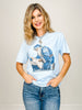 Stitched Denim Santa and Baby Jesus Graphic Tee