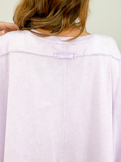 Extended Shoulder Crew Neck Short Sleeve Top with Star Print