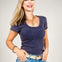 Scoop Neck Short Sleeve Solid Knit Top