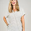 Short Sleeve V-Neck Textured Checkered Knit Top