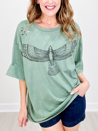 Boundless Love Mineral Wash Short Sleeve Graphic Top
