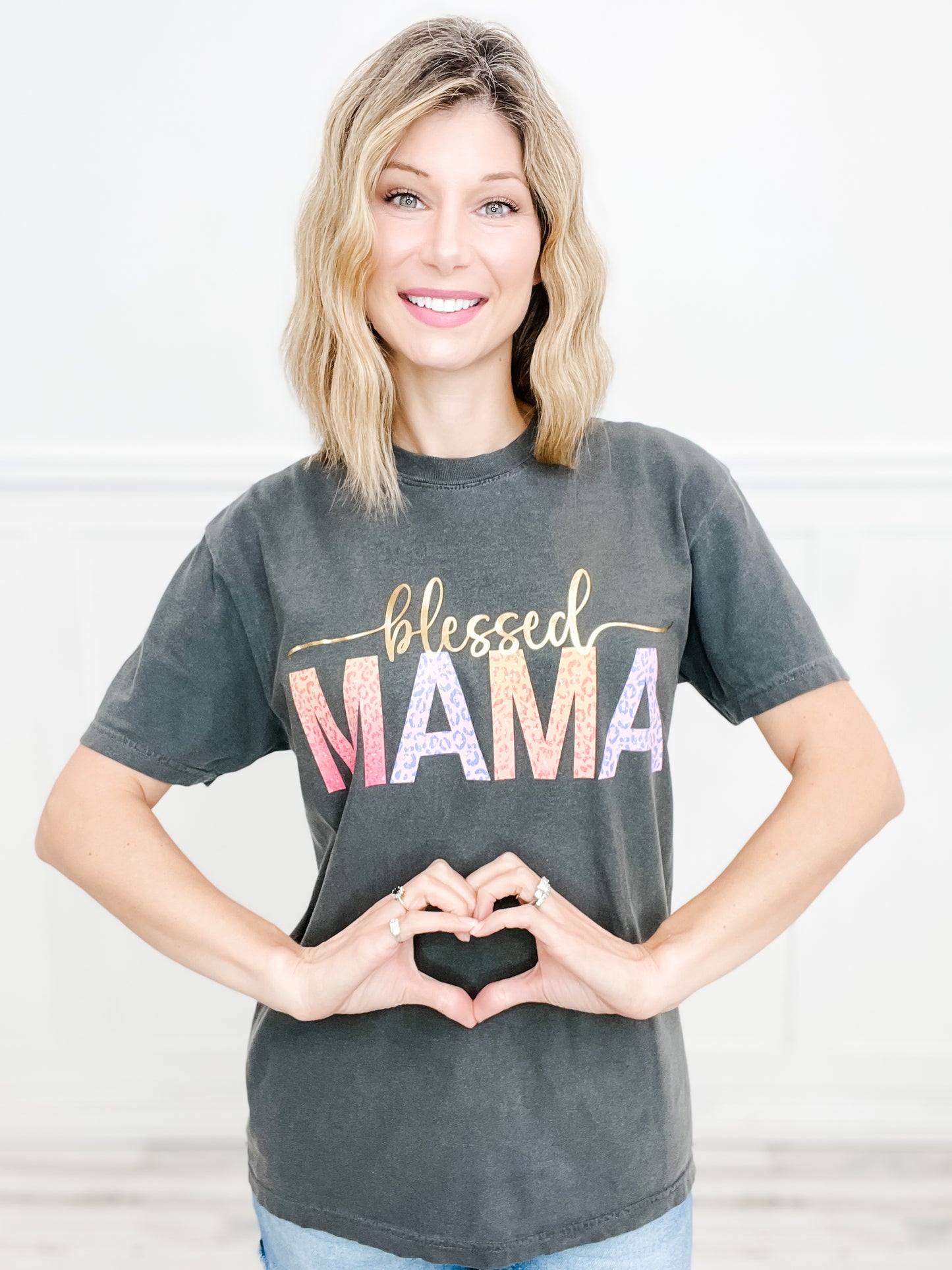 Blessed Mama Gold Foil Graphic Tee