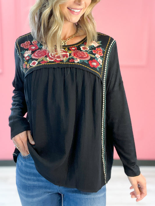 EMBROIDERY MIX MEDIA TOP Poncho Top