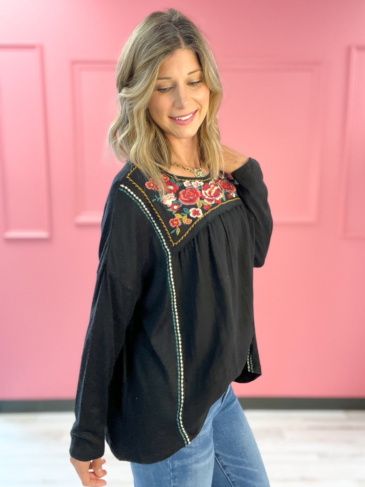 EMBROIDERY MIX MEDIA TOP Poncho Top