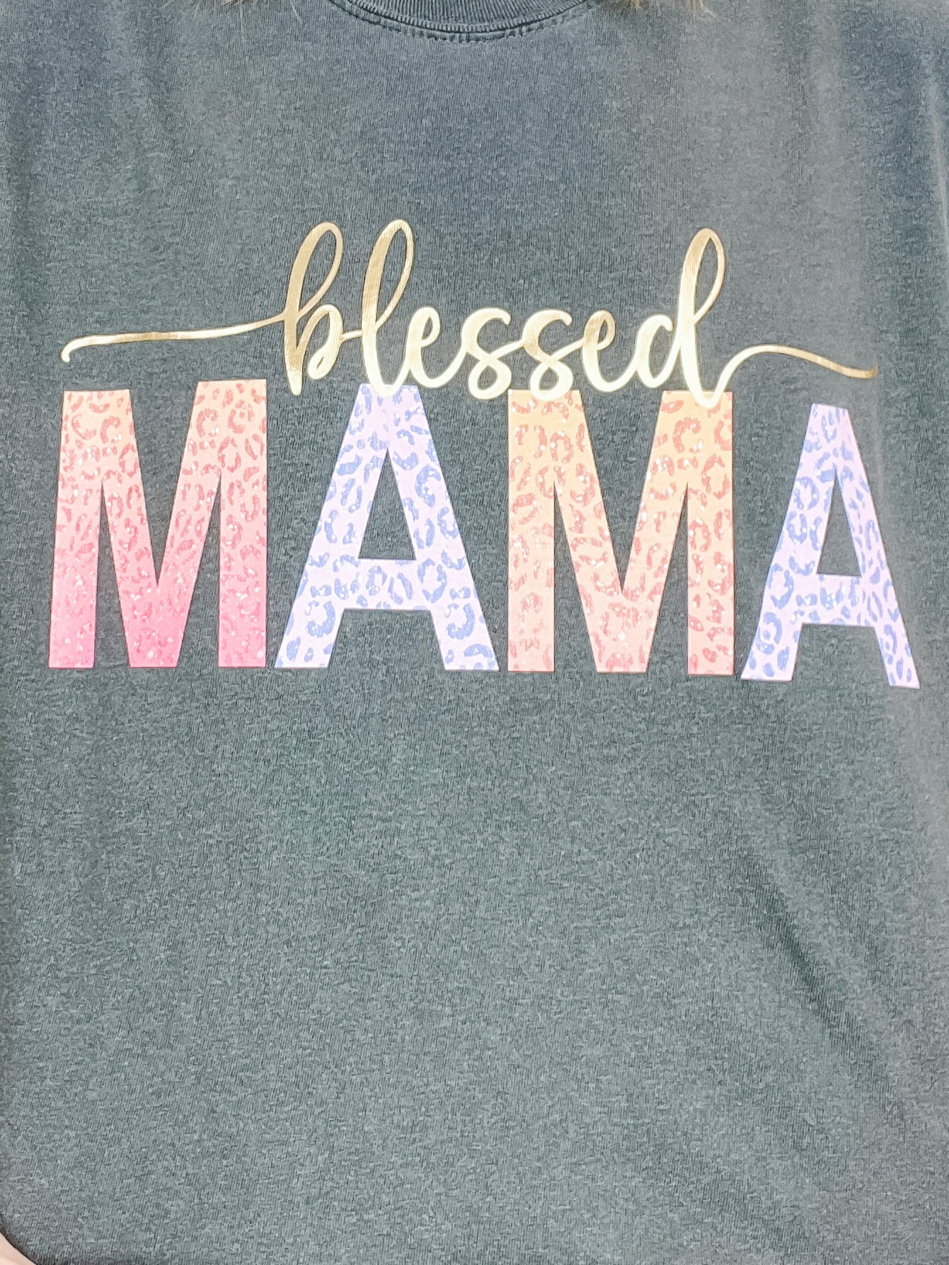 Blessed Mama Gold Foil Graphic Tee