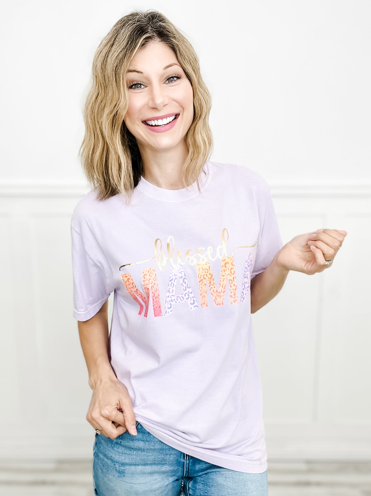 Blessed Mama Gold Foil Graphic Tee