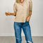 Front Button Closure Striped Top with Stand Up Collar