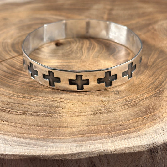 Oxidized Cross Bangle