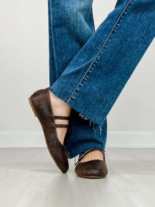 Corkys Own It Mary Jane Flats in Espresso Crinkle