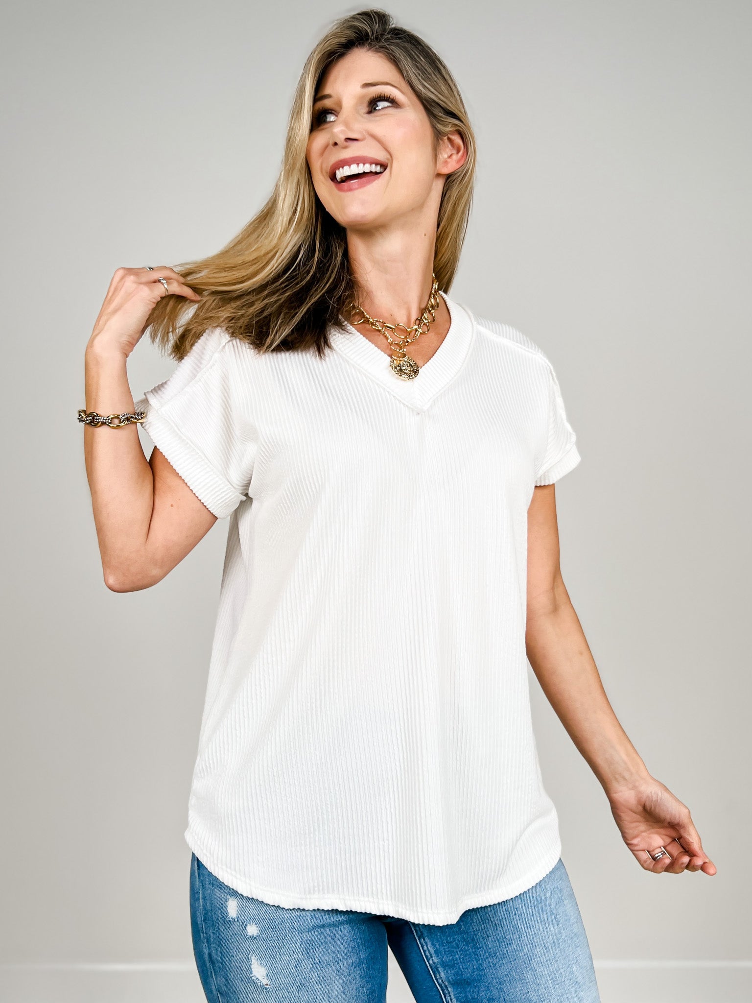 Dolman Sleeve Solid Urban Ribbed Top