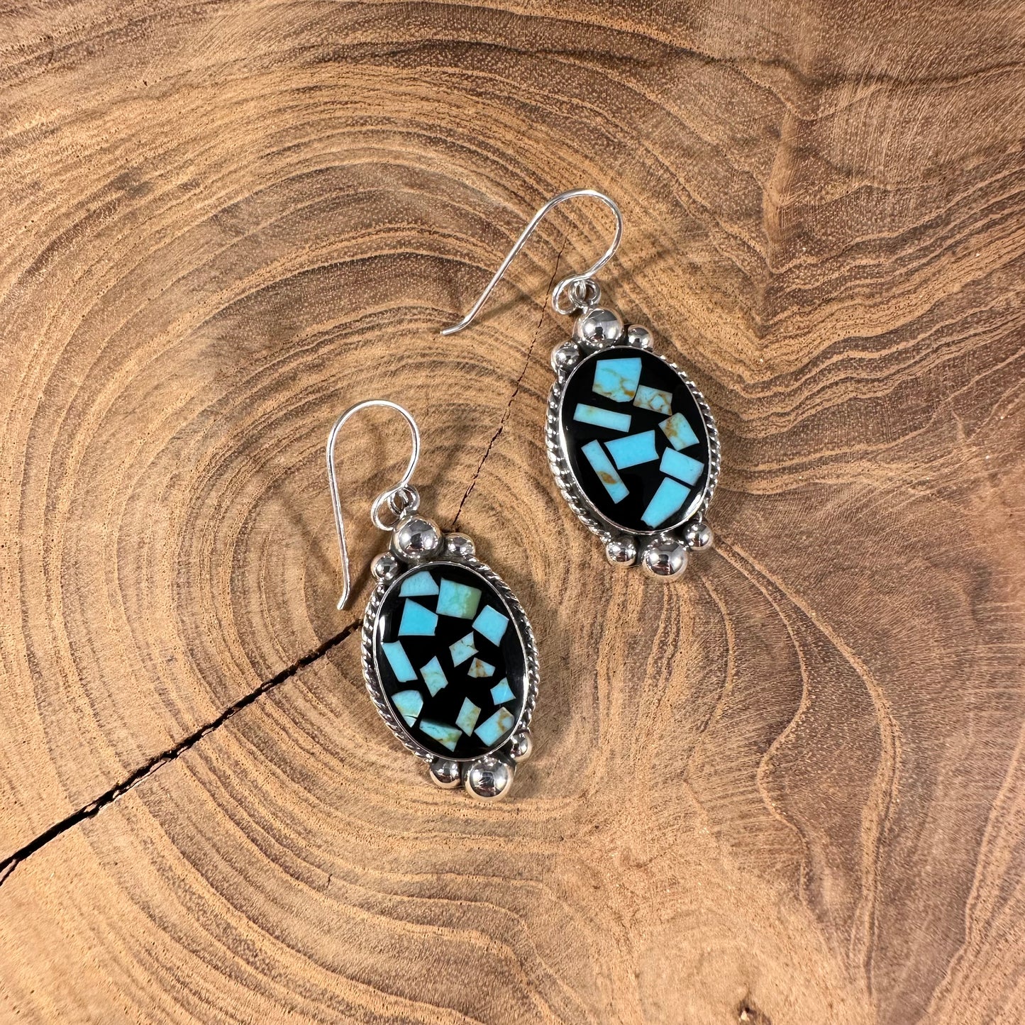 Turquoise Chip Mosaic Earrings