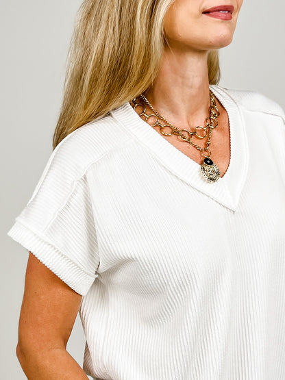 Dolman Sleeve Solid Urban Ribbed Top