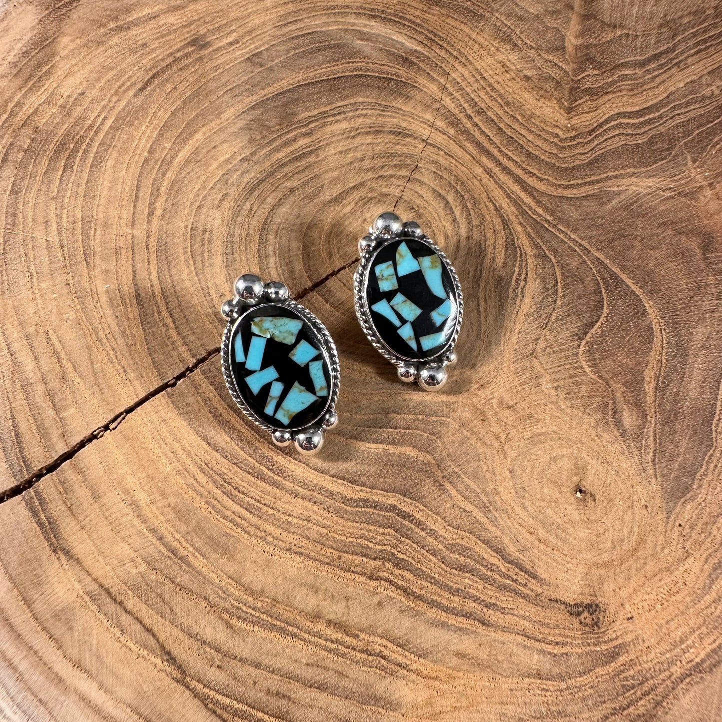 Turquoise Chip Mosaic Earrings