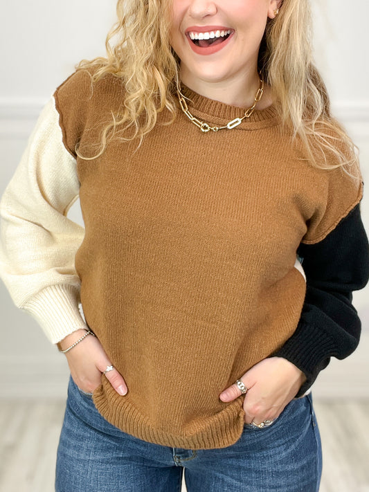 Crushing It Color Block Sweater Top