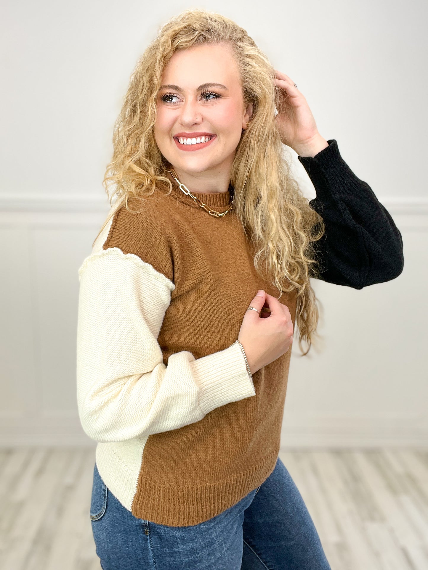 Crushing It Color Block Sweater Top