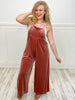 Wide Leg Velvet Overalls with Pockets