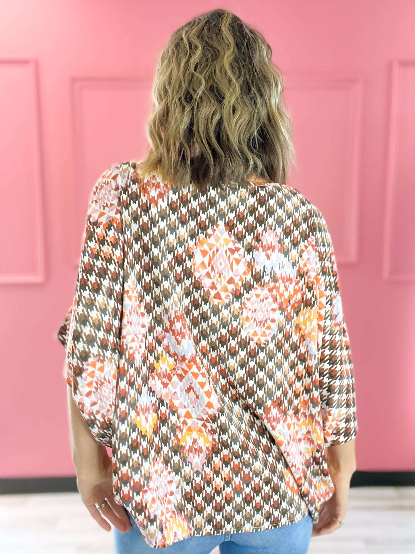 Sunshine WOVEN PRINT PONCHO TOP