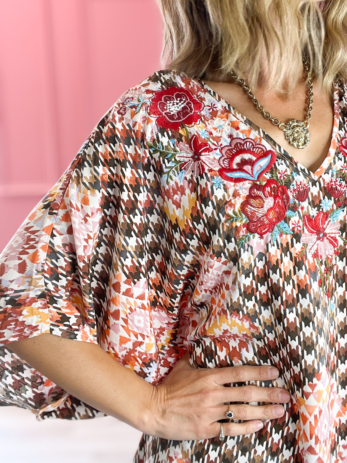 Sunshine WOVEN PRINT PONCHO TOP