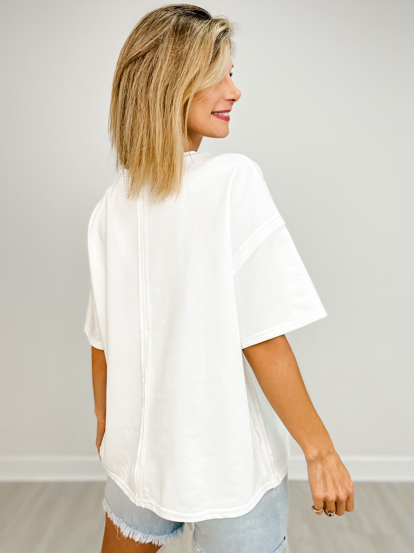 Short Sleeve Round Neck USA Flag Patches Top