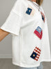 Short Sleeve Round Neck USA Flag Patches Top