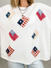 Short Sleeve Round Neck USA Flag Patches Top